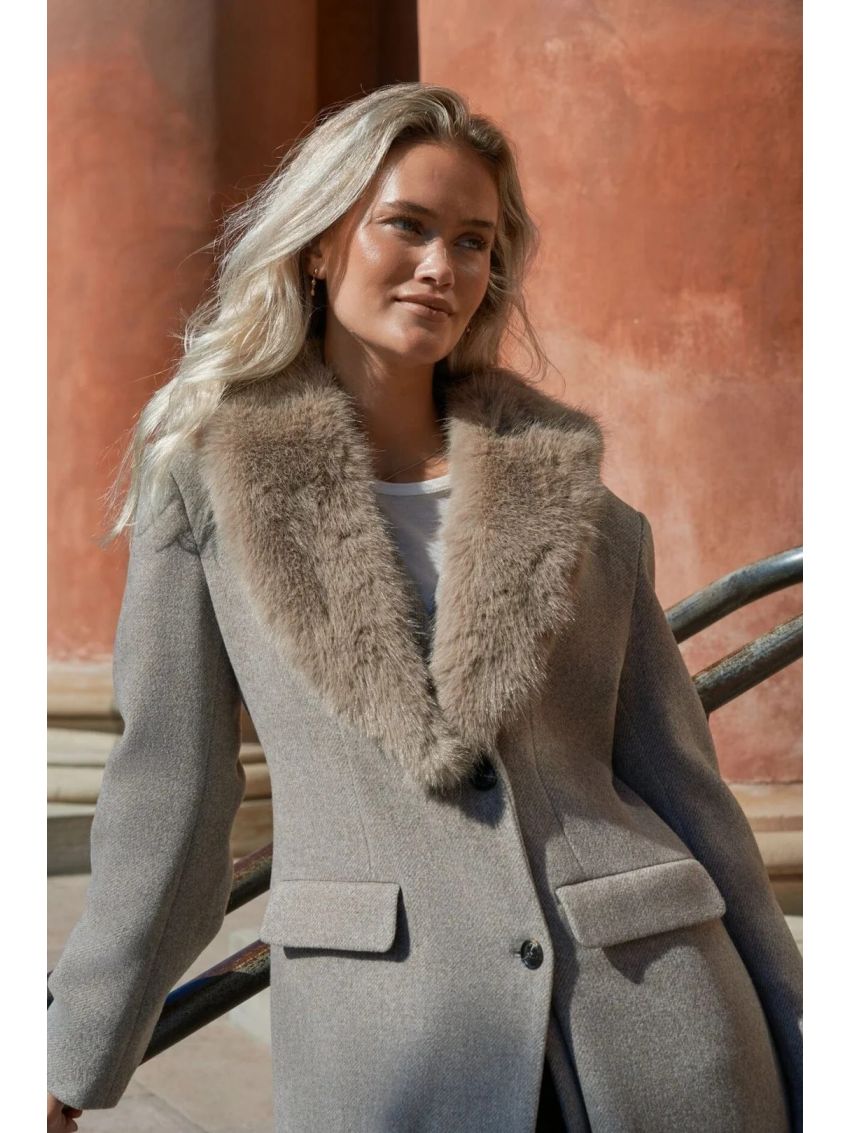 Corina Herringbone Twill Coat