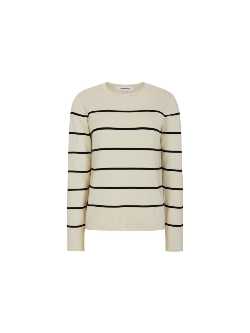 SRMarla O-neck Roll Edge Stripe Knit Arctic Wolf