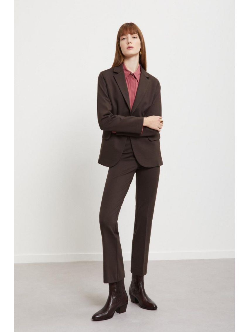 Viscose cropped trousers brown