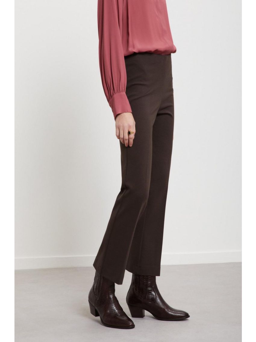 Viscose cropped trousers brown